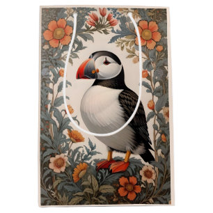 Atlantic Puffin William Morris Inspired Floral Medium Gift Bag