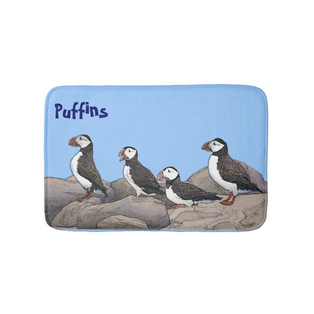 Atlantic Puffins Bath Mat (Front)