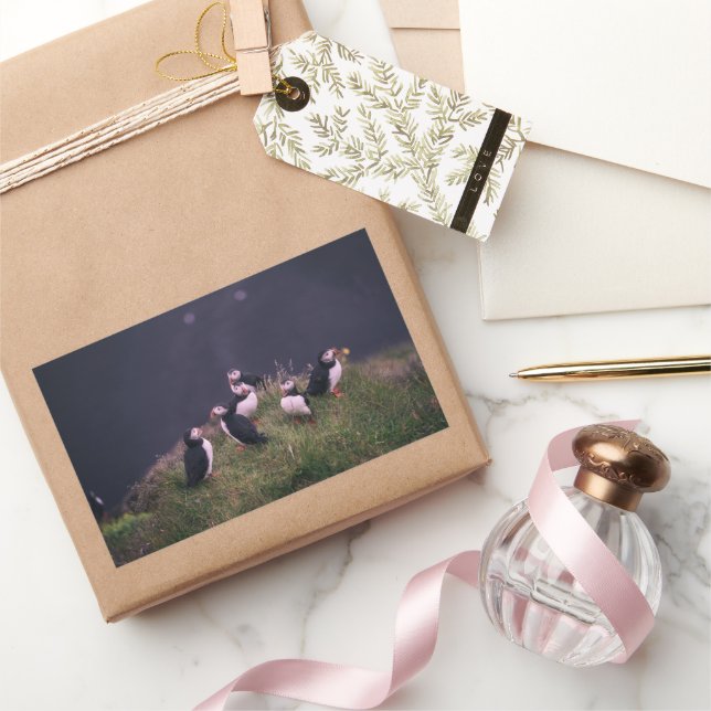 Atlantic Puffins Rectangular Sticker (Gifting)