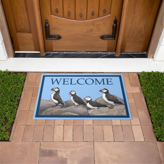 Atlantic Puffins - Welcome Doormat (Outdoor)