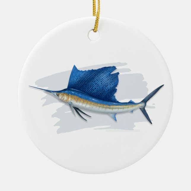 Atlantic Sailfish Ceramic Ornament (Front)