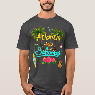 Atlantis Bahamas Beach Summer Palm Surf Sun set Pa T-Shirt