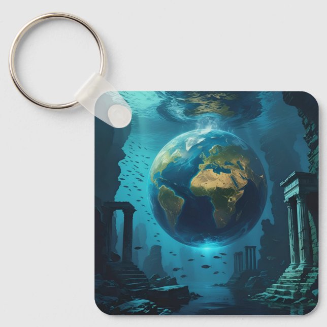 Atlantis Earth –  Underwater Ruins Key Ring (Front)