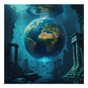 Atlantis Earth –  Underwater Ruins Poster