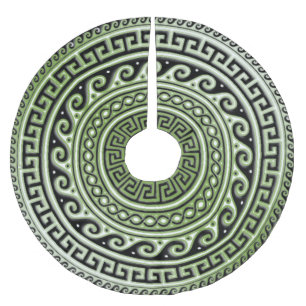 Atlantis Green Greek Key Brushed Polyester Tree Skirt