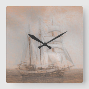 Atlantis Sailing Ship da Vinci Square Wall Clock
