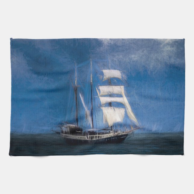 Atlantis Sailing Ship Turner Storms Tea Towel (Horizontal)