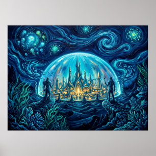 Atlantis Starry Night DC Comics Landscape Poster