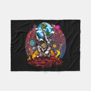 Atlas Astronaut Holding Earth Mars Cosmic Galaxy Fleece Blanket