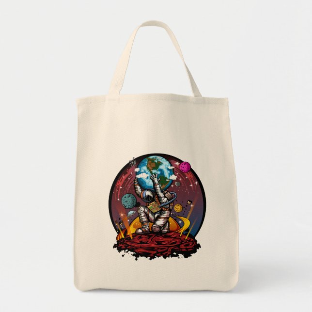 Atlas Astronaut Holding Earth Mars Galaxy Space Ar Tote Bag (Front)