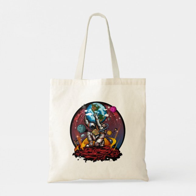 Atlas Astronaut Holding Earth Mars Galaxy Space Tote Bag (Back)