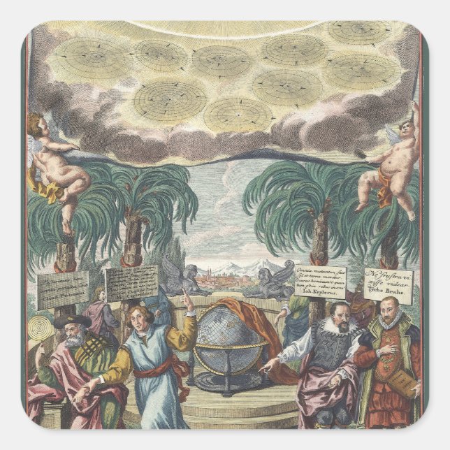 Atlas Coelestis by Doppelmaier, Vintage Astronomy Square Sticker (Front)