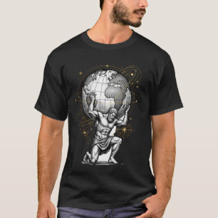 Atlas Holding Globe Mythology Celestial Desing T-Shirt