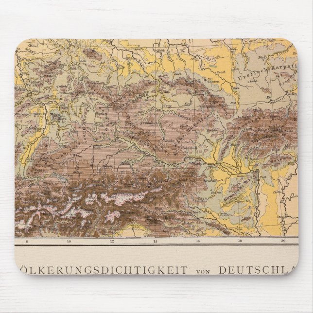 Atlas map of Central Europe Mouse Pad (Front)