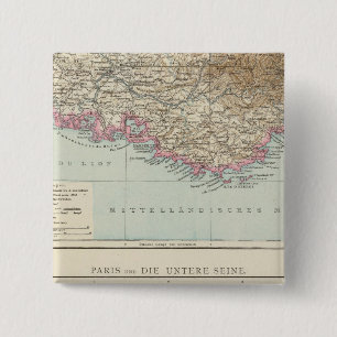 Atlas Map of France 15 Cm Square Badge