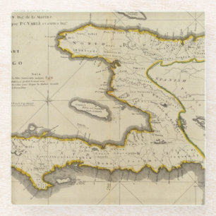 Atlas Map of Haiti Glass Coaster