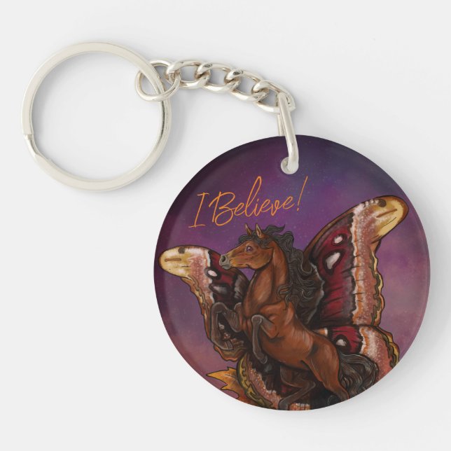 Atlas Moth Fairy Horse  Key Ring (Front)