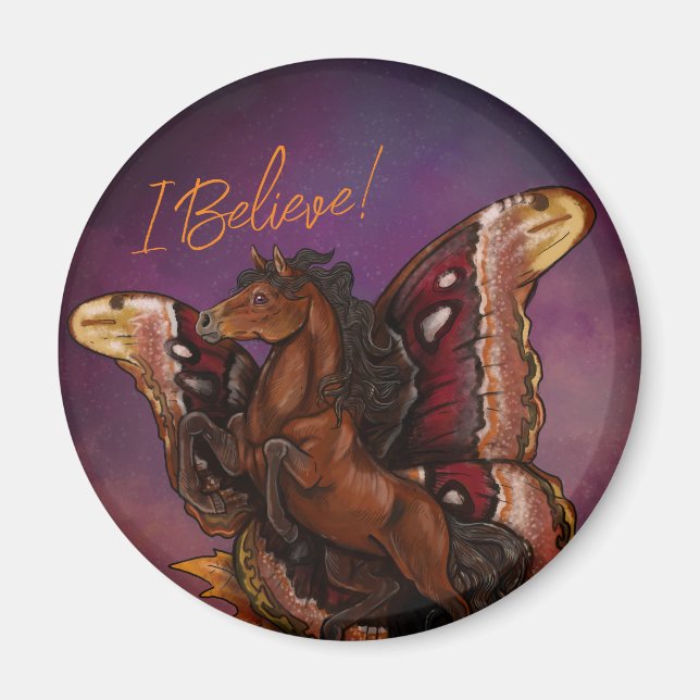 Atlas Moth Fairy Horse  Magnet (Front)