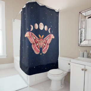 Atlas Moth Night Sky Cosmos Moon Phase   Boho Art Shower Curtain