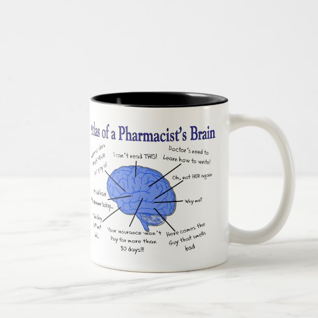 Atlas Of A Pharmacist's Brain-Hilarious Two-Tone Coffee Mug (Right)