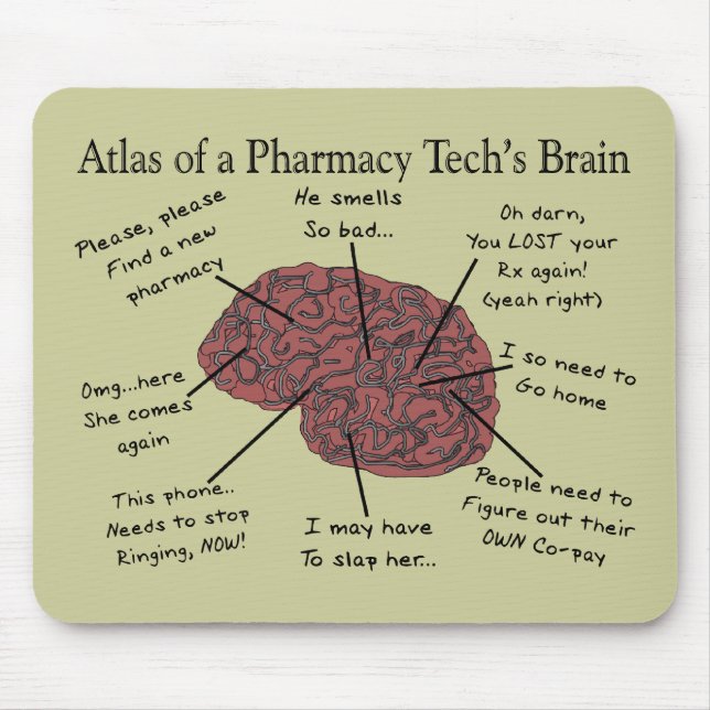 Atlas of a Pharmacy Tech's Brain Mouse Pad (Front)