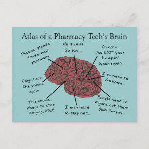 Atlas of a Pharmacy Tech's Brain Postcard