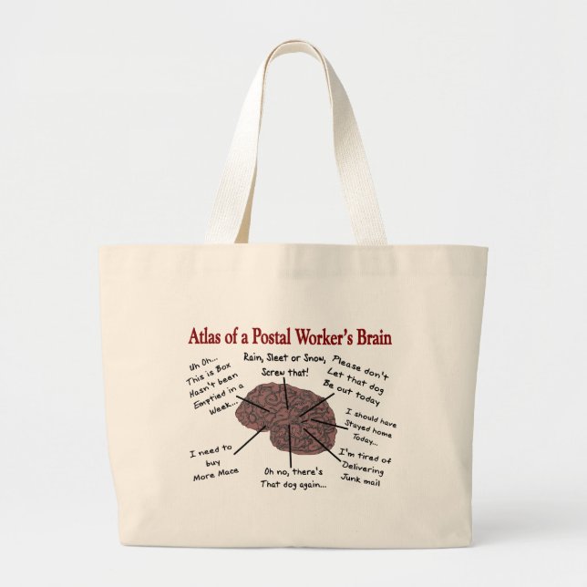 Atlas of a Postal Worker's Brain Large Tote Bag (Front)