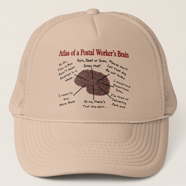 Atlas of a Postal Worker's Brain Trucker Hat (Front)