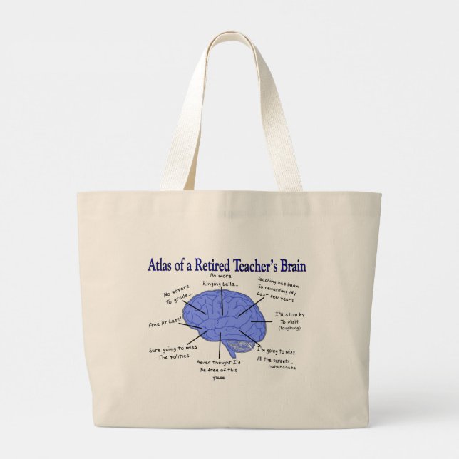 Atlas of a Retired Teacher's Brain 2 Large Tote Bag (Back)