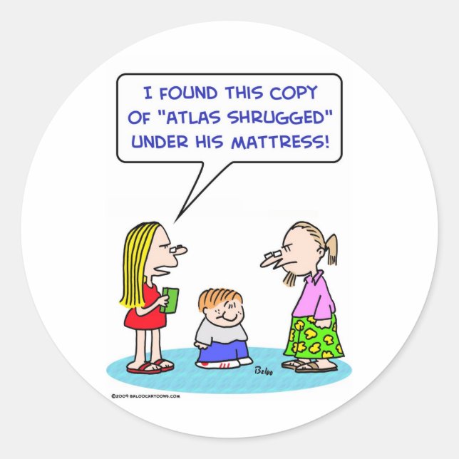 atlas shrugged ayn rand under mattress classic round sticker (Front)