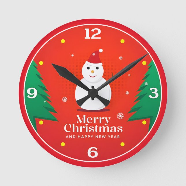 Atlas Space Christmas Retro Humor 2025  Round Clock (Front)