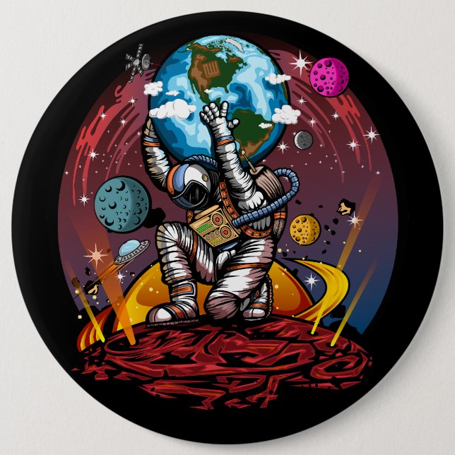 Atlas Space Man 6 Cm Round Badge (Front)