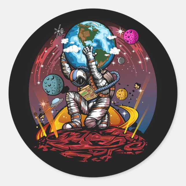 Atlas Space Man Classic Round Sticker (Front)