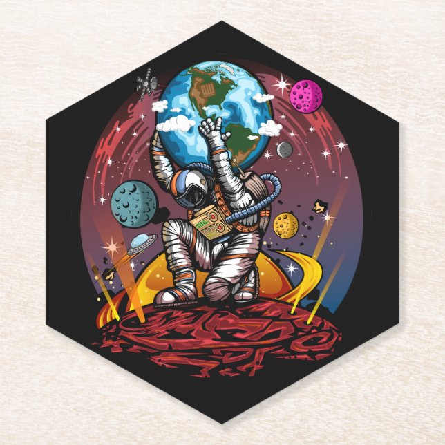 Atlas Space Man Paper Coaster (Front)
