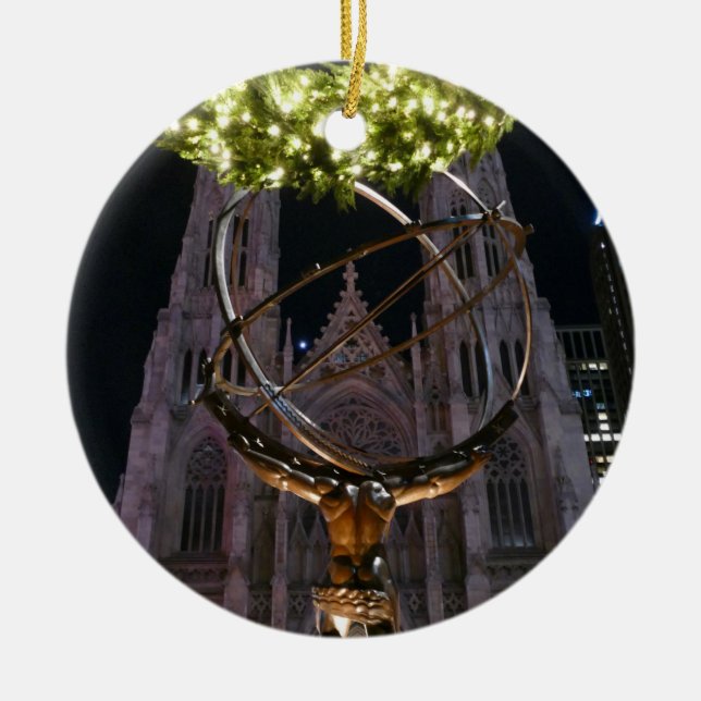 Atlas & St. Patrick's Cathedral - Ceramic Ornament (Front)
