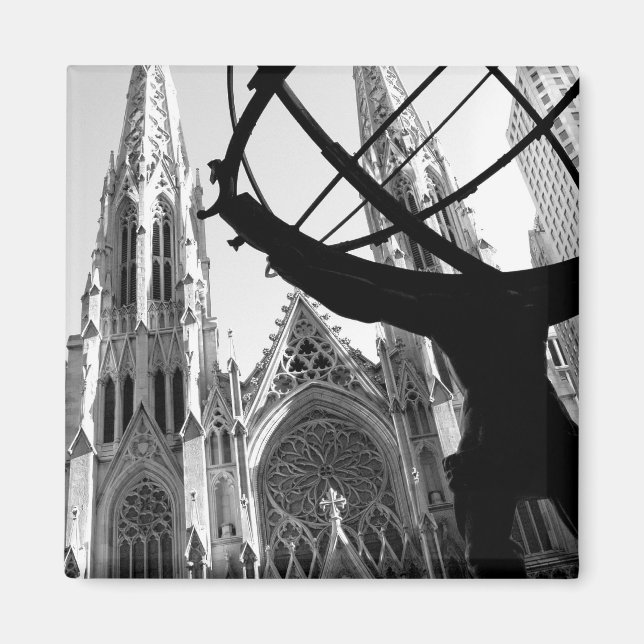 Atlas & St. Patrick's Cathedral: NYC Magnet (Front)