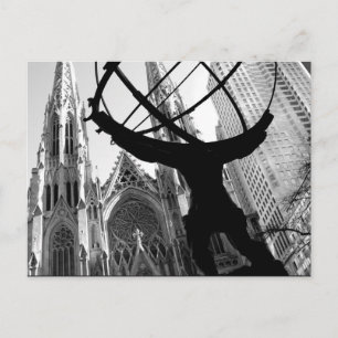 Atlas & St. Patrick's Cathedral Postcard
