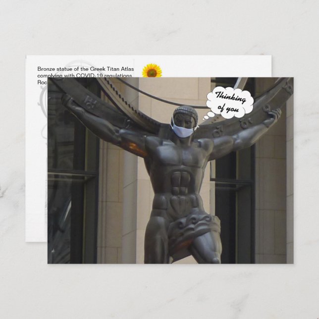 Atlas, Thinking of You - NYC H postcard (Front/Back)