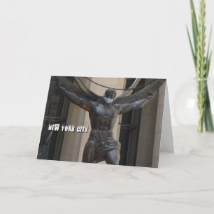 Atlas wearing a face mask - NYC card