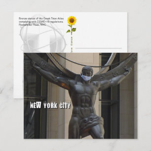 Atlas wearing a face mask - NYC H postcard