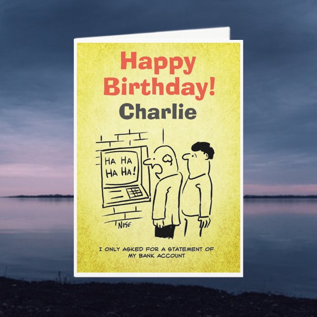 ATM Cash Machine Laughs at Customer. Banking Theme Card (Creator Uploaded)