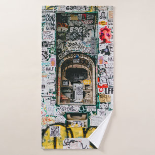 ATM MACHINE WITH GRAFFITI BATH TOWEL