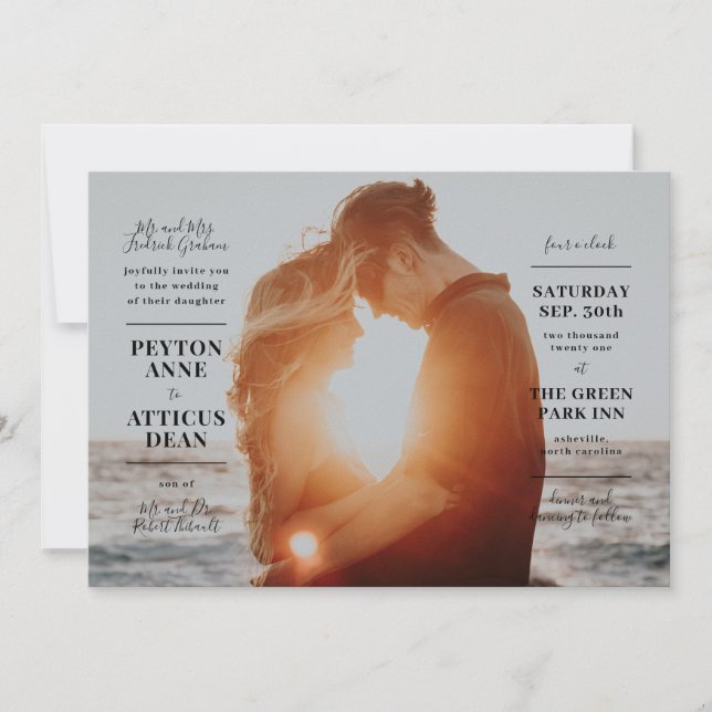 Atmosphere Modern Photo Wedding Invitation (Front)