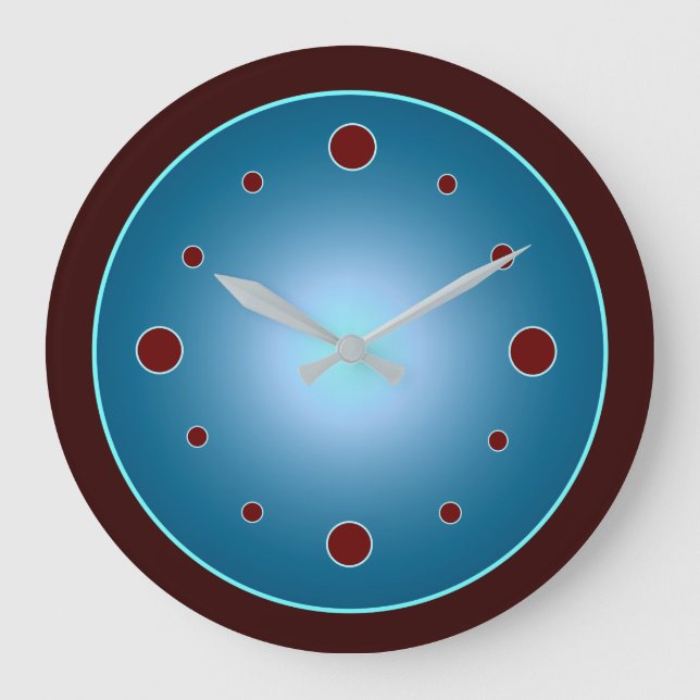 Atmospheric BlueAqua with Red Spot Numerals  Clock (Front)