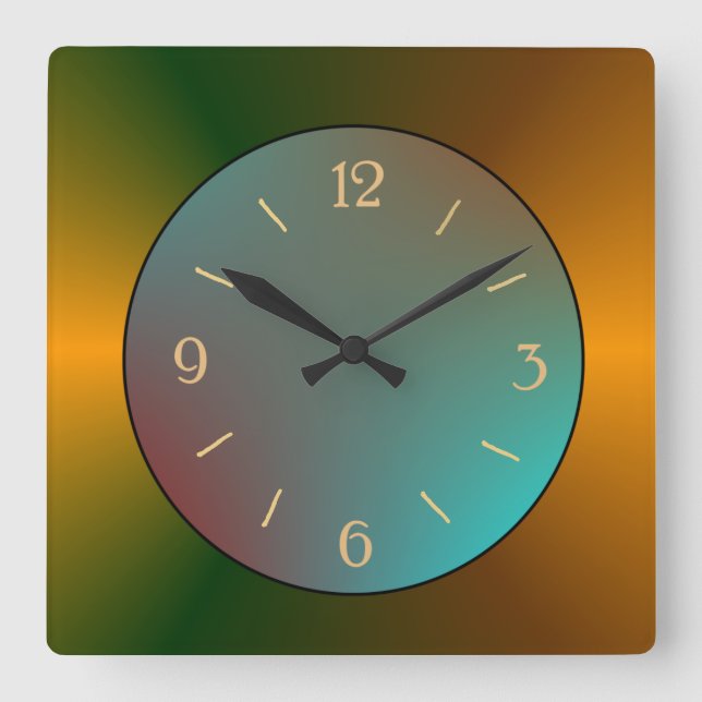  Atmospheric BlueGreen with Gold Border Clock (Front)