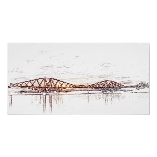Atmospheric Forth Bridge Artwork Poster (Front)