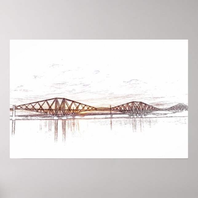 Atmospheric Forth Bridge Artwork Poster (Front)