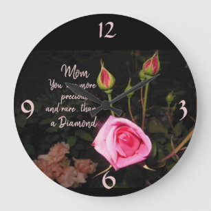 Atmospheric  Rosebuds with Text> Mothers Day Clock