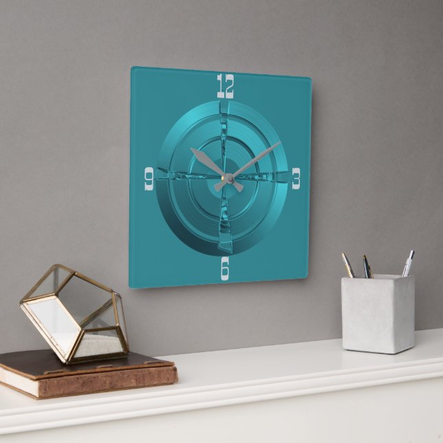 Atmospheric Space Design in Teal  Wall Clock (Office)