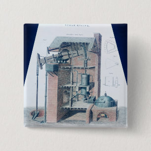 Atmospheric Steam Engine 15 Cm Square Badge